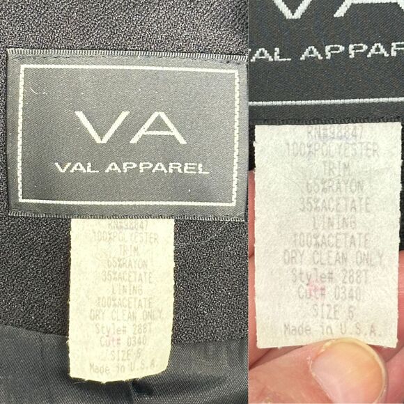 Vtg Tuxedo Blazer Women 6 Small Black Satin Shawl Collar Rhinestone 1 Button 80s - Picture 12 of 12